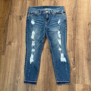Level 99 Distressed Slim Raw Ankle Denim Jeans Sz 28